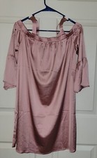 Pink Sateen Dress  Size Lg Off One Shoulder Romantic Fantasy Cosplay Fairycore 