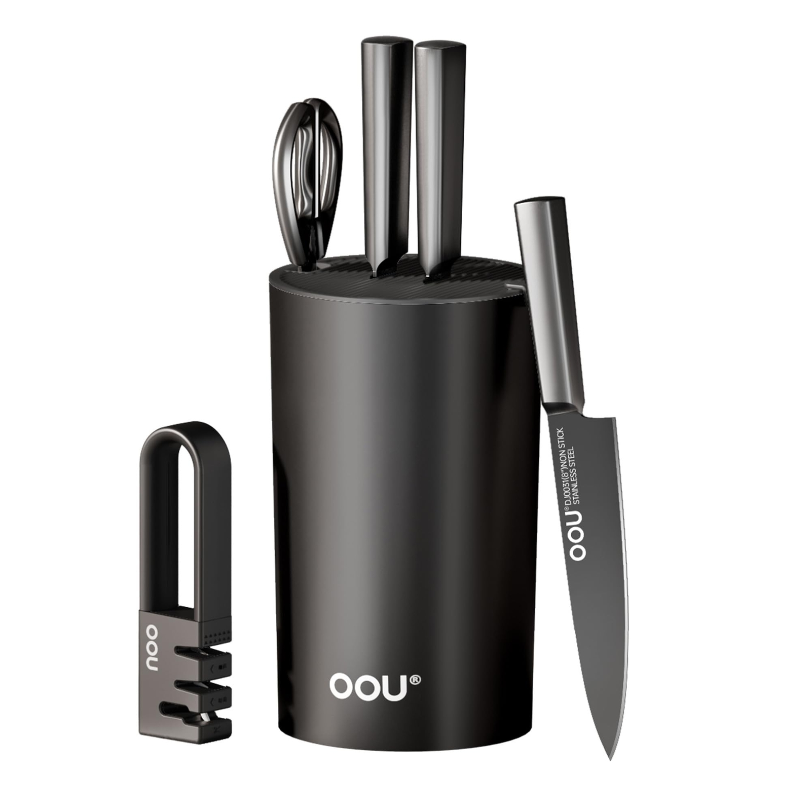 OOU Kitchen Knife Block Set - 6 Pieces High Carbon Stainless Steel Kitchen Kn...
