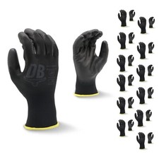 12 Pair Builders Work Gloves Black PU Coated Grip 24 Pairs Work Glove Durabull