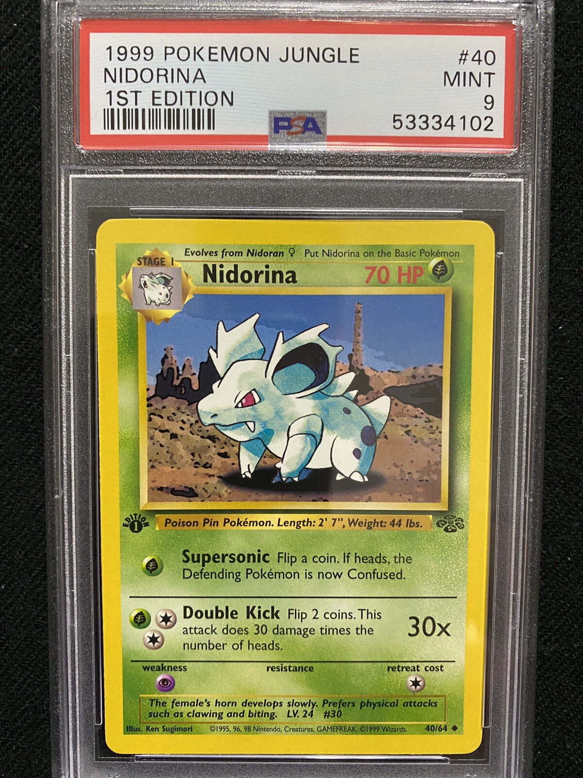 1999 Pokemon Jungle 1st Edition Nidorina 40/64 PSA 9 Mint