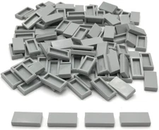 Lego 100 New Light Bluish Gray Tiles Flat Smooth 1 x 2 Pieces