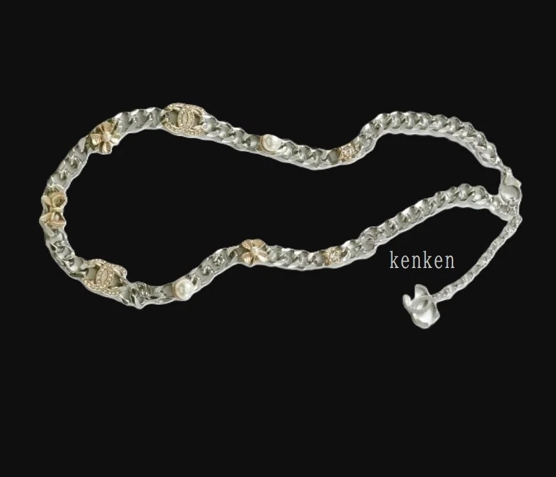 CHANEL Collana Ciondolo Girocollo AUTENTICA Kenkenjp Strass Nastro Quadrifoglio Stella Oro