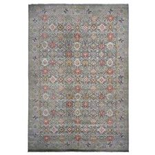 12' x 18'1" Gray Zoroastrian Wool and Silk Hand Knotted Oversized Rug R78033