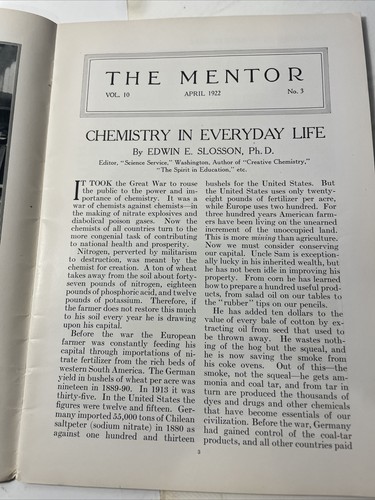 April 1922 The Mentor Magazine Chemistry In Every Day Life Edwin E. Slosson - Picture 2 of 6