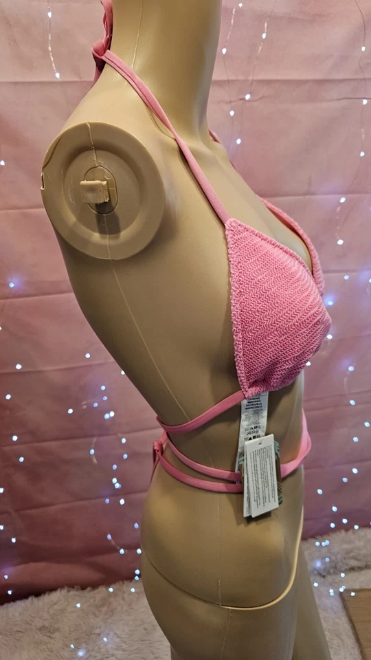 NUEVO CON ETIQUETAS Calzedonia Ropa de Playa Talla Med 36 Triángulo Traje de Baño Top Rosa Foto 3 de 4