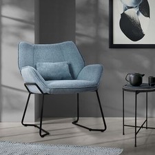 Poltroncina reclinabile blu in lino poliestere sgabello sedia gambe in acciaio
