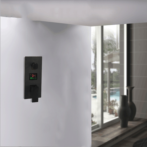 Válvula de control mezcladora ducha pantalla digital caja oculta 3 vías negra baño - Imagen 18 de 24