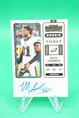 2022 Contenders Rookie Ticket #295 Mario Goodrich Auto Philadelphia Eagles BG6
