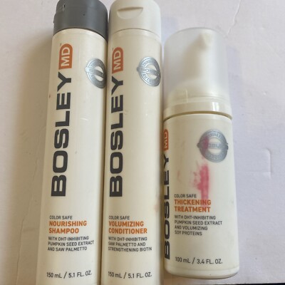 Bosley MD Color Safe Starter Kit Shampoo Conditioner Thickening Treatment