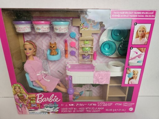 Barbie Face Mask Spa Day Playset, Blonde Barbie Doll, Puppy