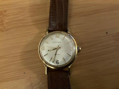 Vtg Vantage Hamilton Watch Men G silver Tone 17 Jewels Leather may