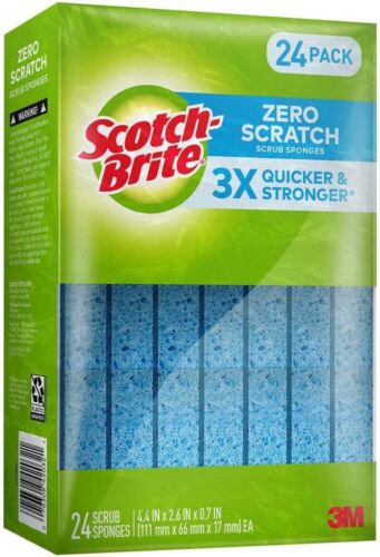 Scotch-Brite ZERO SCRATCH Scrub Sponges 24 Individual Wrapped/Reg or Heavy Duty