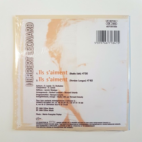 HERBERT LEONARD chante DANIEL LAVOIE : ILS S'AIMENT (long) ♦ Neuf - CD Single ♦ - Picture 2 of 2