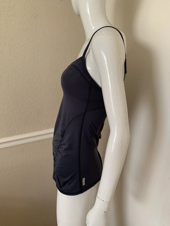 ZELLA стали синий спагетти ремень танец студии собранными в Рюш Майка с внутренний бюстгальтер Sz S - Изображение 4 из 4