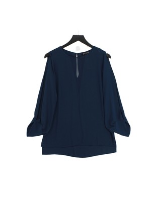 Express Damen Bluse XS Blau 100% Polyester Langarm Rundhals Basic
