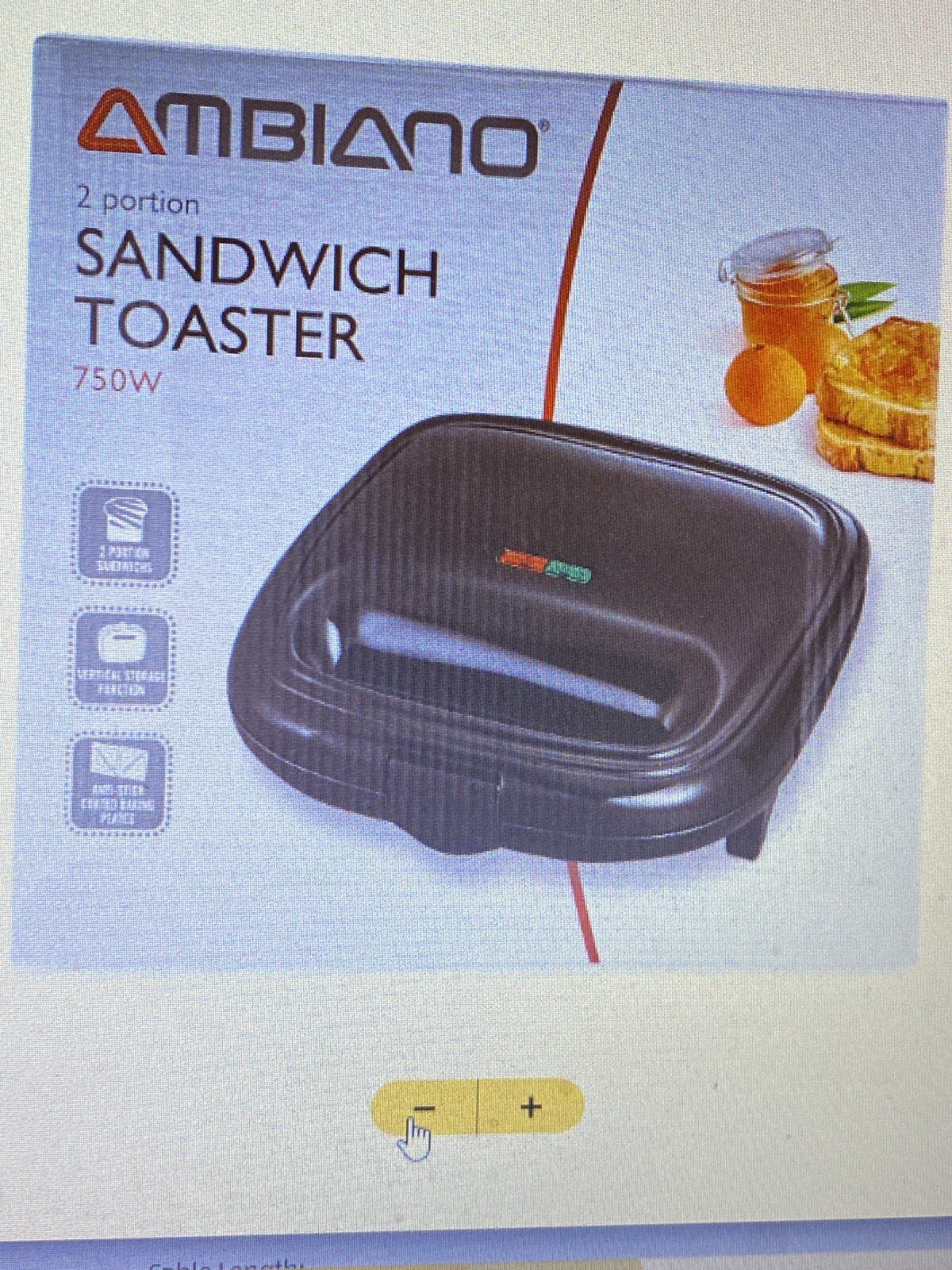 AMBIANO SANDWICH TOASTER IN RESEALED ORIGINAL BOX. eBay
