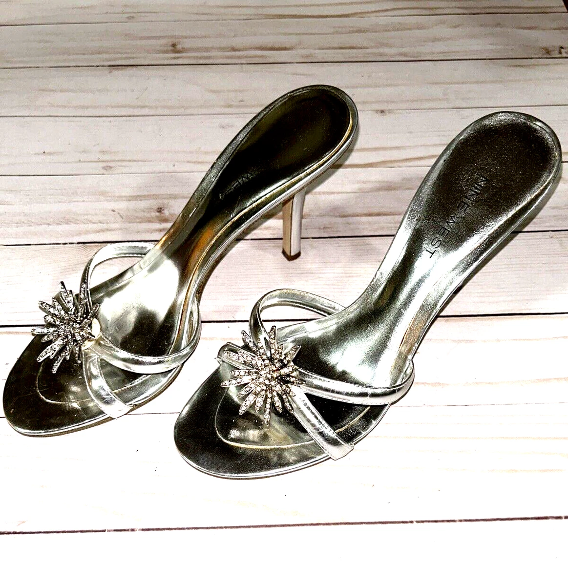 Nine west silver sandals sales