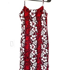 Ky's Women's Red Dress Hawaiian Print Missing Size tag Made In Hawaii