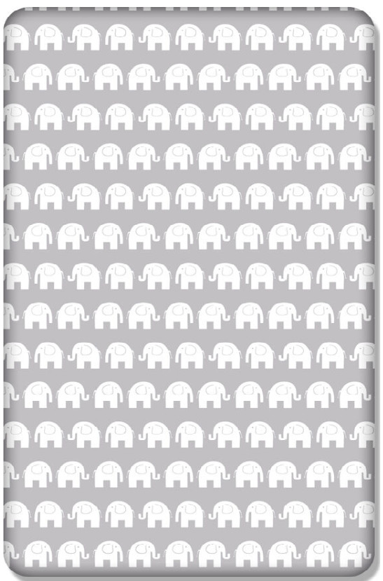 Lenzuolo lettino neonato stampato 100% cotone materasso 140x70cm grigio elefanti