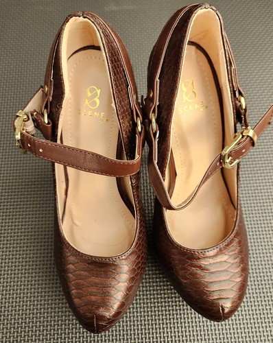 Scene by Sun Luna Maroon decolte plateau in pelle con tacco misura 7 (AV2) - Foto 7 di 14