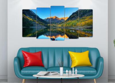 5 Stück sehr schöner Holzrahmen Landschaften 100x50cm ohne Löcher, ohne Bohren türkisch