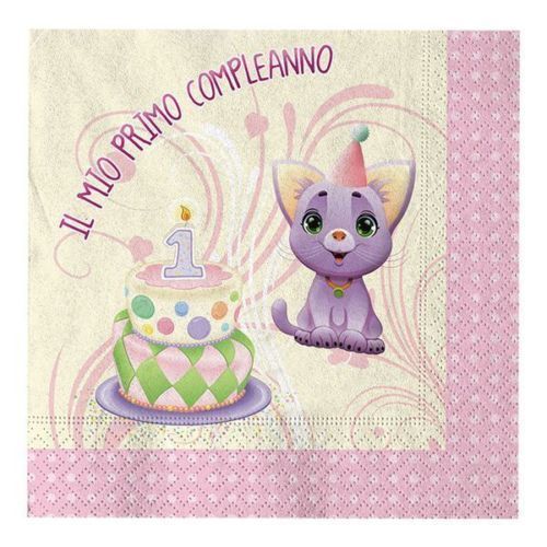 Tovaglioli 33x33 cm Il Mio Primo Compleanno Rosa 20 pz