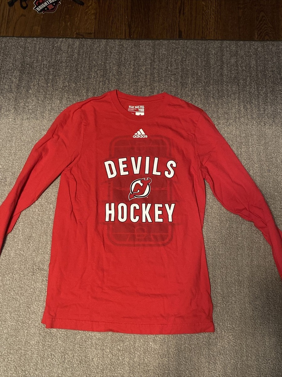 New Jersey Devils Hockey Long Sleeve Adidas (adult S) Shirt