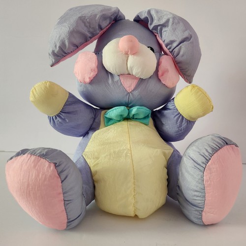 Dan Dee morbido viola rosa coniglietto coniglio peluche nylon peluche puff vintage - Foto 9 di 9