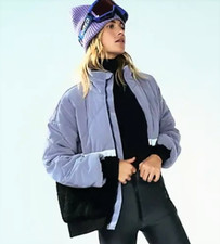 Free People Living Luxe Puffa Jacket | X-small | Lilac + Black Rrp$298