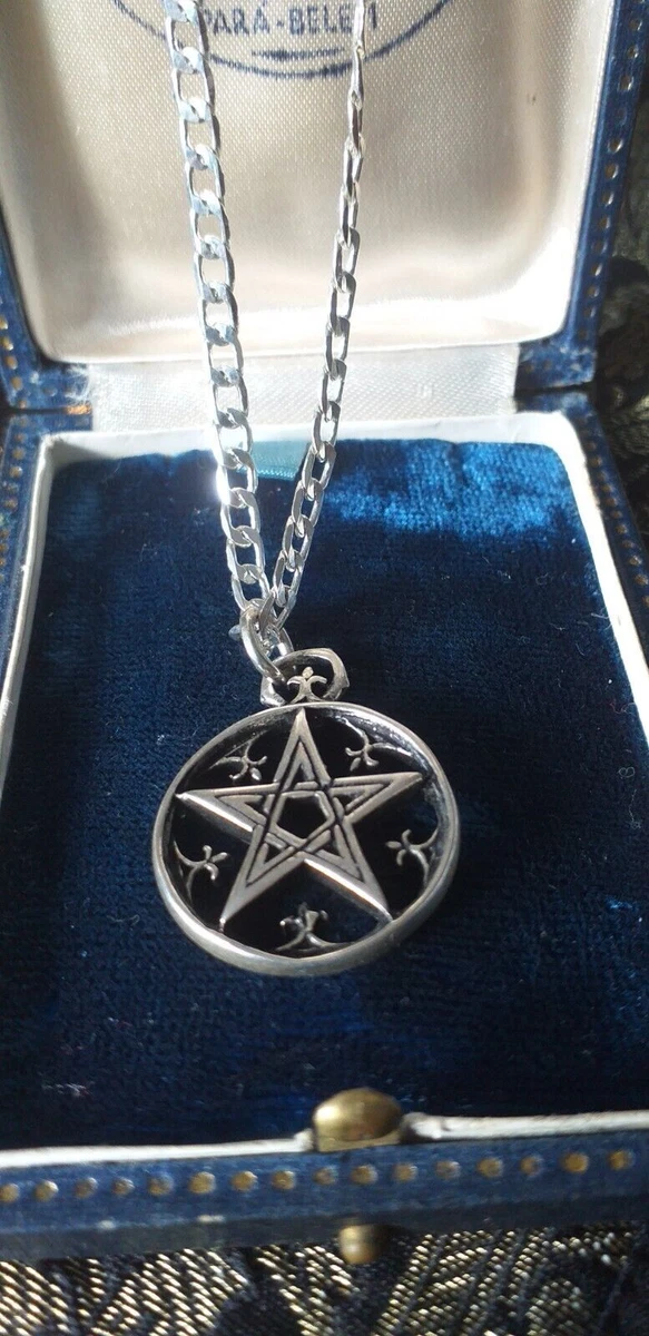 Amazon.com: Moonlight Mysteries Solid Sterling Silver Large Wiccan Pentagram  Pentacle Pendant : Clothing, Shoes & Jewelry