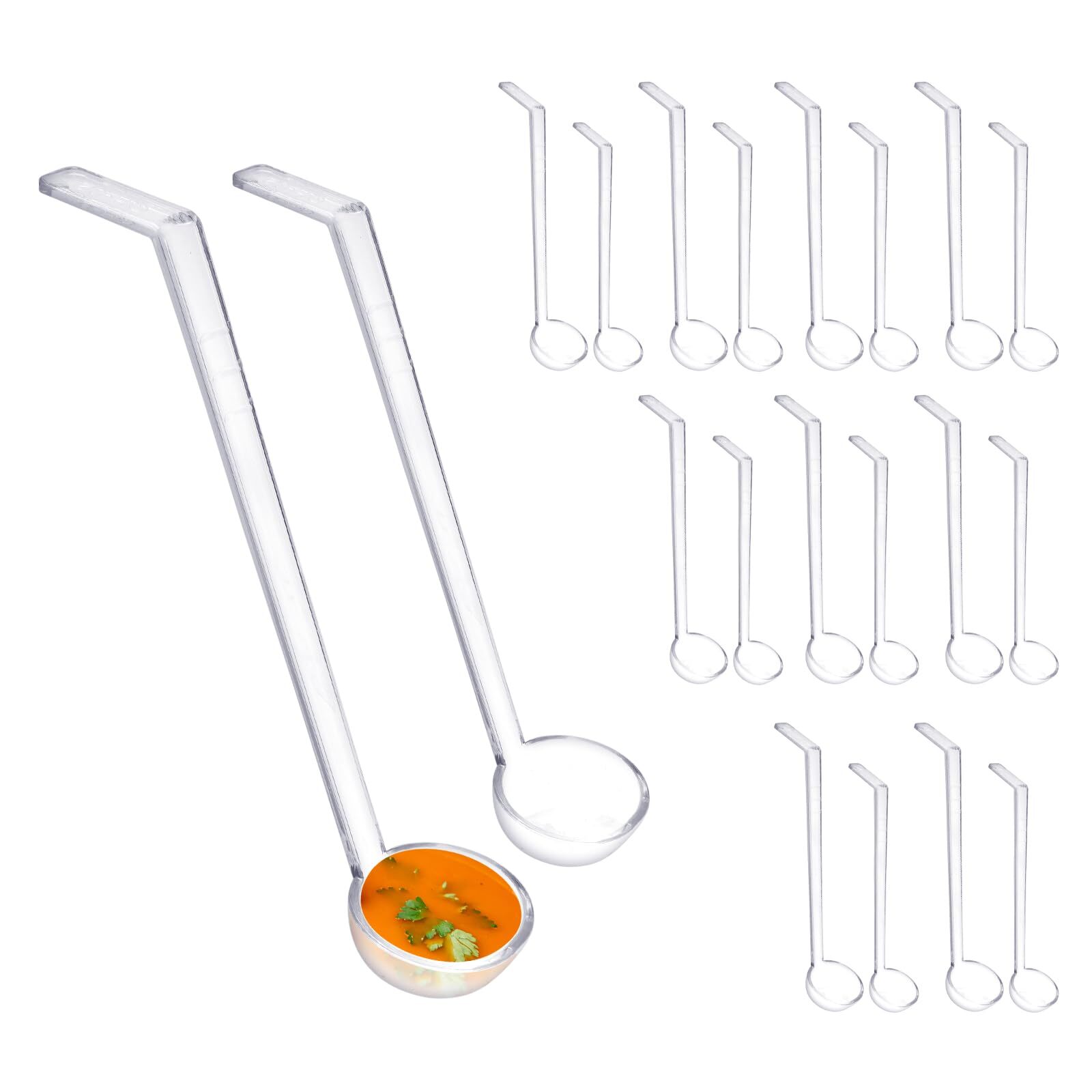 20Pcs Clear Long Handled Gravy Ladles 1oz &2oz Plastic Small Spoons