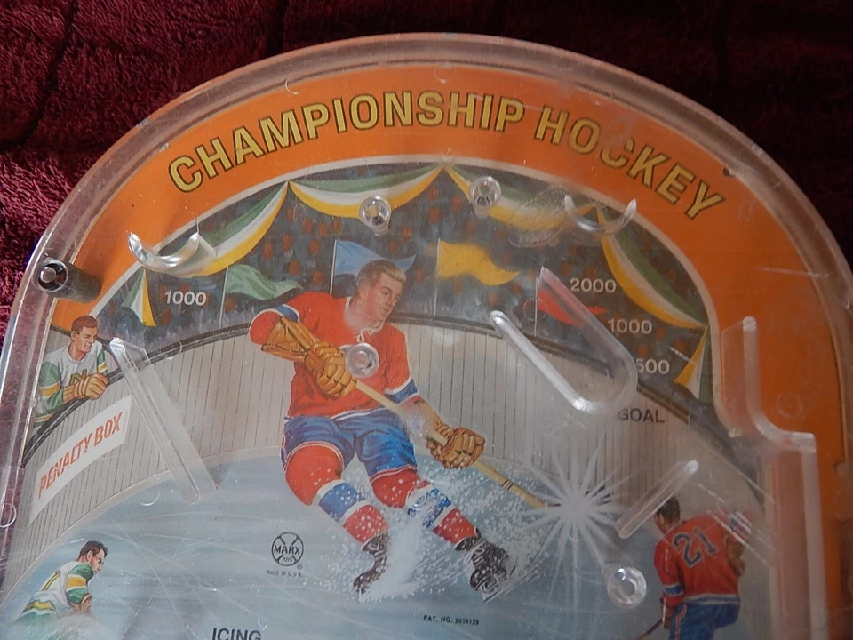 Vintage Marx Championship Hockey Table Top Pinball Game Tabletop NHL - Image 2 of 4