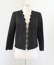 NWT 138 Banana Republic Black Open Scalloped Laser Eyelet Blazer Jacket Size 4