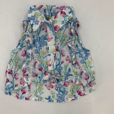 Penelope Mack Baby's Floral Cotton Button Up Collared Sleeveless Top Size 3-6M