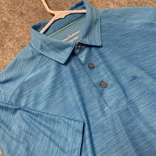 Tommy Bahama Polo Shirt IslandZone Mens Medium Blue Short Sleeve Golf