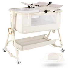 Baby Bassinets Bedside Sleeper 5 in 1,Bedside Bassinet for Baby with Mattress...