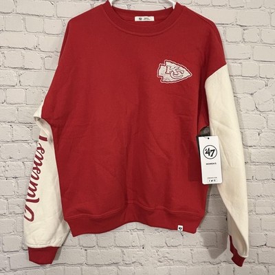 Kansas City Chiefs Sweatshirt Womens Small Red NFL Football '47 Crew Neck NEW