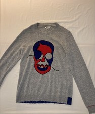 Zadig  Voltaire Kennedy Ter Grey with Red and Blue Skull Cashmere Sweater M