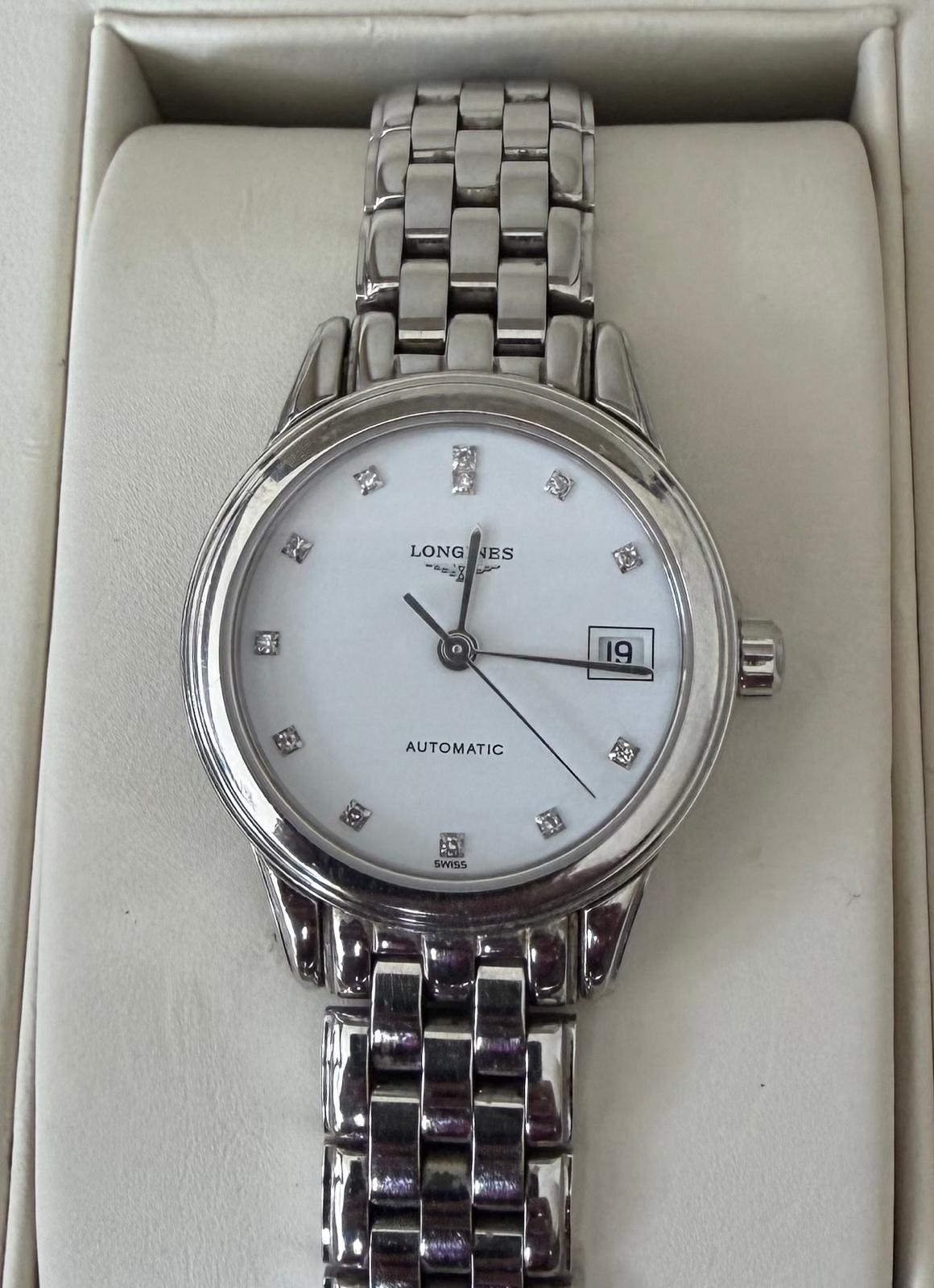 Longines Flagship White Ladies Watch with Diamond Indices (Box and Certs)