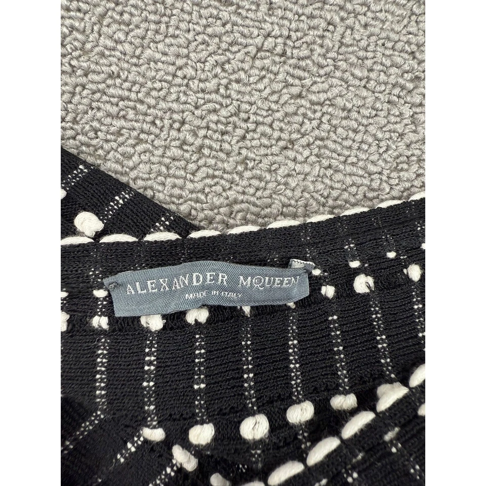 Alexander McQueen Women Black Embroidered Knit Boat Neck Flared Dress Size M  - Image 3 of 4