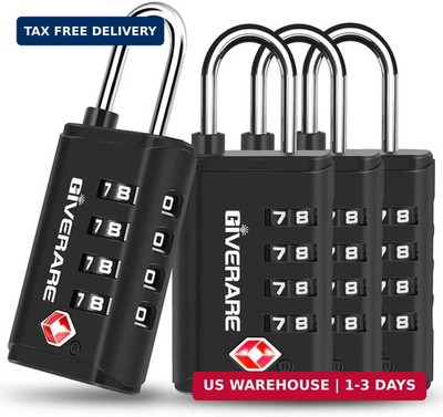 4 Pack TSA Approved Travel Luggage Locks 4-Digit, Open Alert Suitcase Combinatio