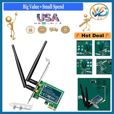 Wireless N Dual Band 600Mbps PCIe WiFi Adapter for Windows 11, 10, 8.x, 7, XP...