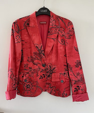 Taifun Damen Blazer Gr. 38 rot/schwarz Blumen...