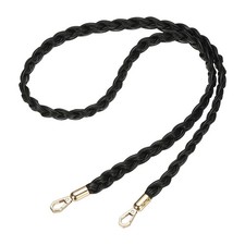Braided Purse Straps 49.2 Inch PU Woven Crossbody Bag Strap Replacement Black