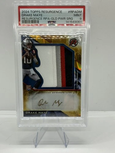 2024 Topps Resurgence Drake Maye Gold Ink RPA /50 RC Player Worn 4 Color Patch