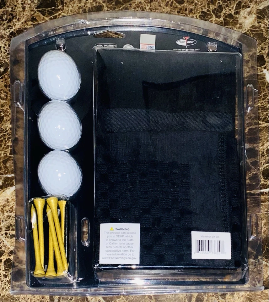 Подарочный набор мячей для гольфа Team Golf Wake Forest, тройники для гольфа, роскошное полотенце для гольфа НОВЫЙ - Изображение 2 из 2