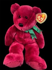 Collectible Authentic Ty "TEDDY the Cranberry Bear" Beanie Buddy - 1998