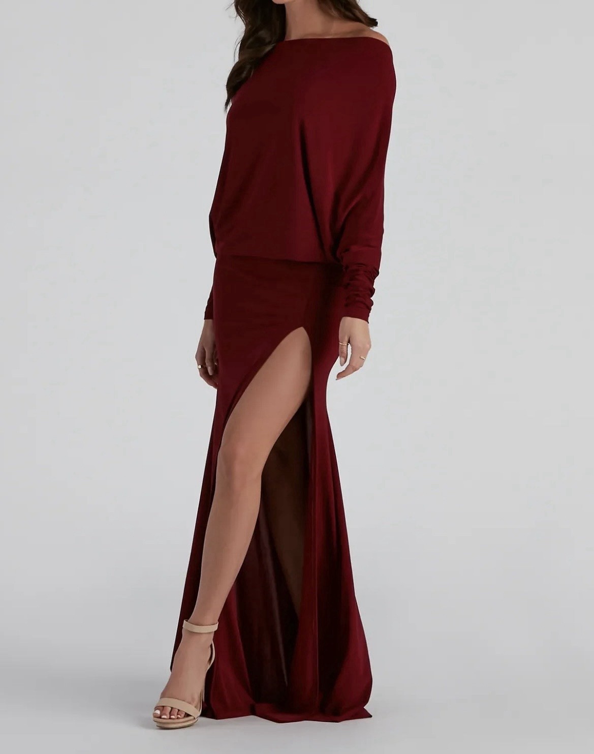 Versatile Multiple style Burgundy Long Dress - image 7