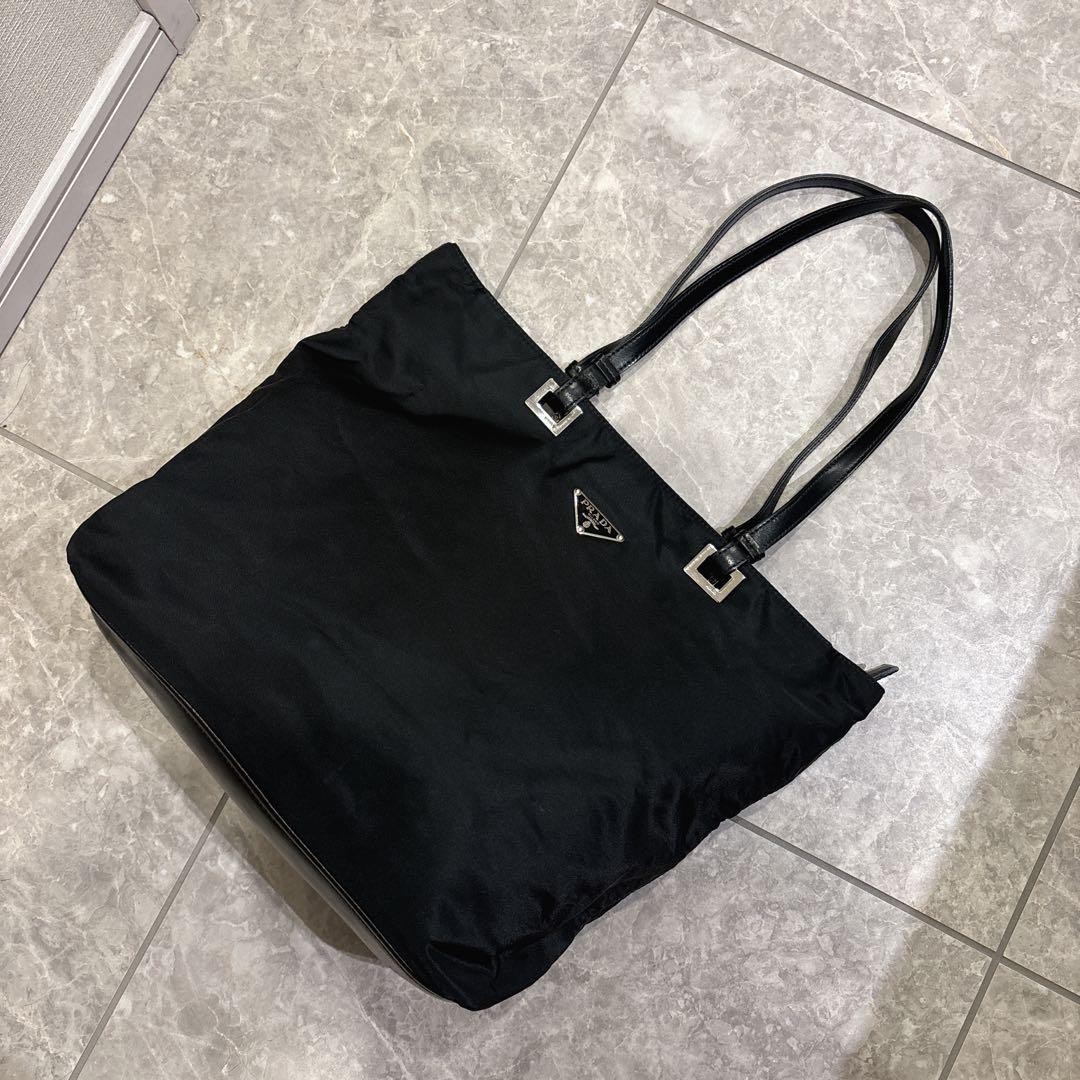 Prada Nylon Tote Bag with Iconic Triangle Logo