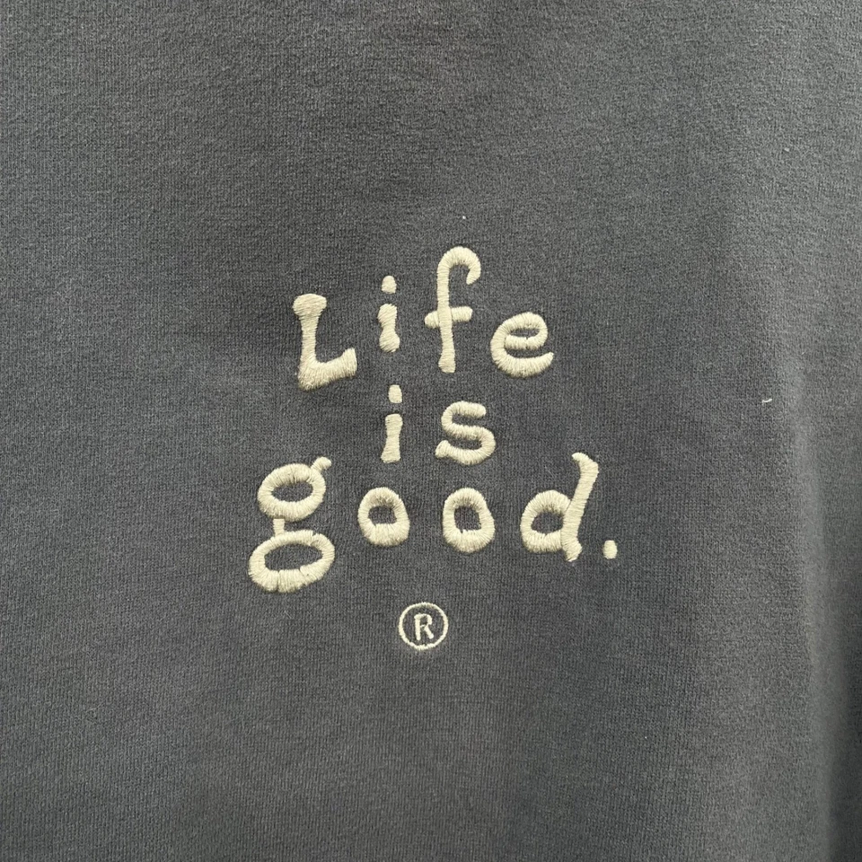 Life is Good 圆领运动衫海军蓝刺绣标志,尺寸 M — 第 2/4 张图片